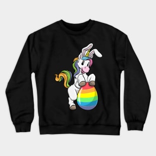 Unicorn as Easter bunny with Easter egg Crewneck Sweatshirt